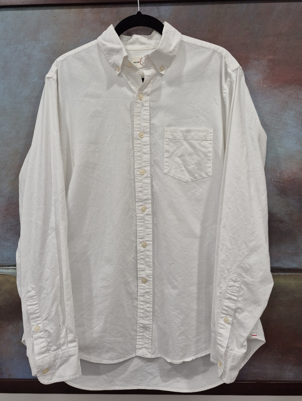 Duck Head Long Sleeve Oxford Shirt, Mens Large, White - Picture 5 of 9
